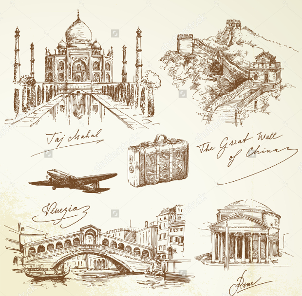 world travel vector illustration