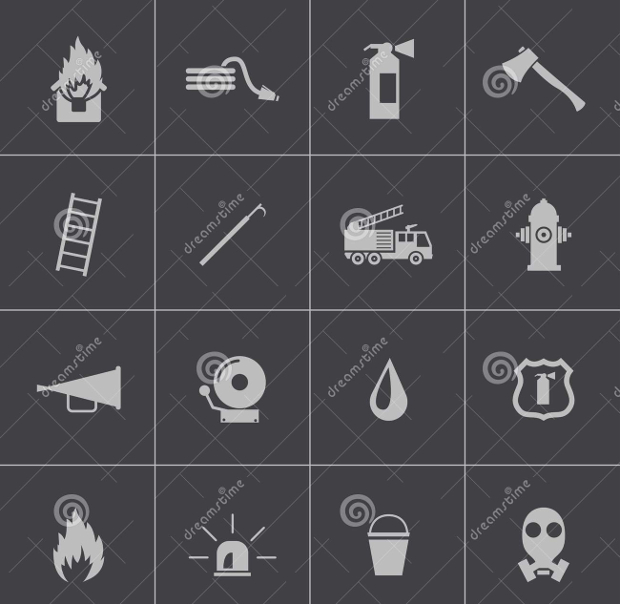 fire fighter icons set