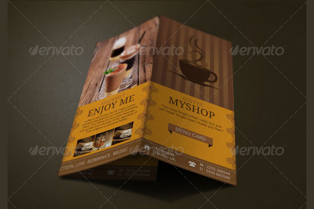 Coffee Shop Menu Tri Fold Brochure