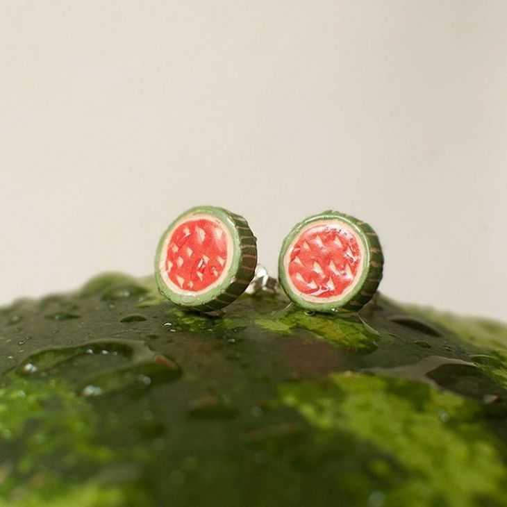 watermelon ceramic earrings