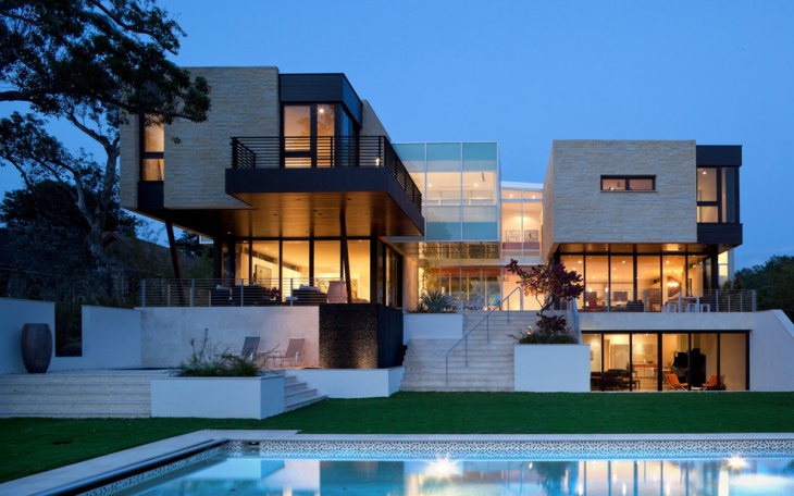 poolside minimalist home design 