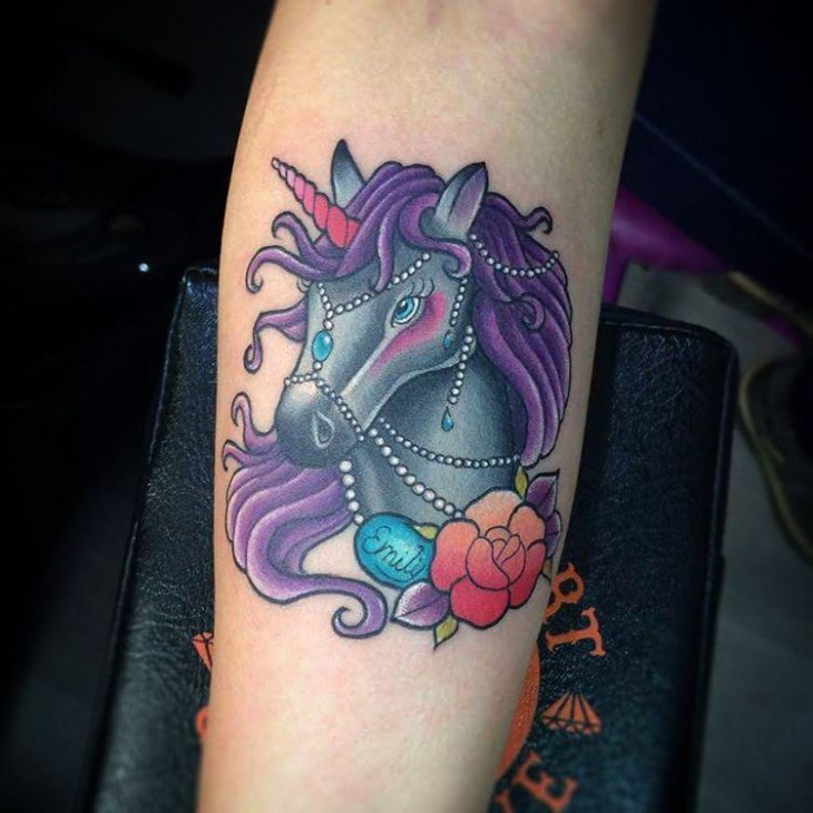 flower with unicorn tattoo