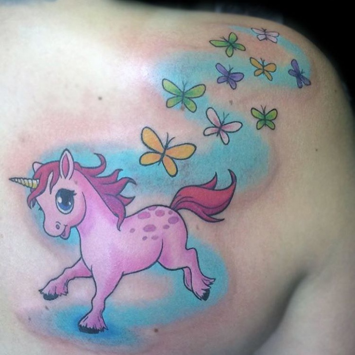 unicorn and butterfly tattoo