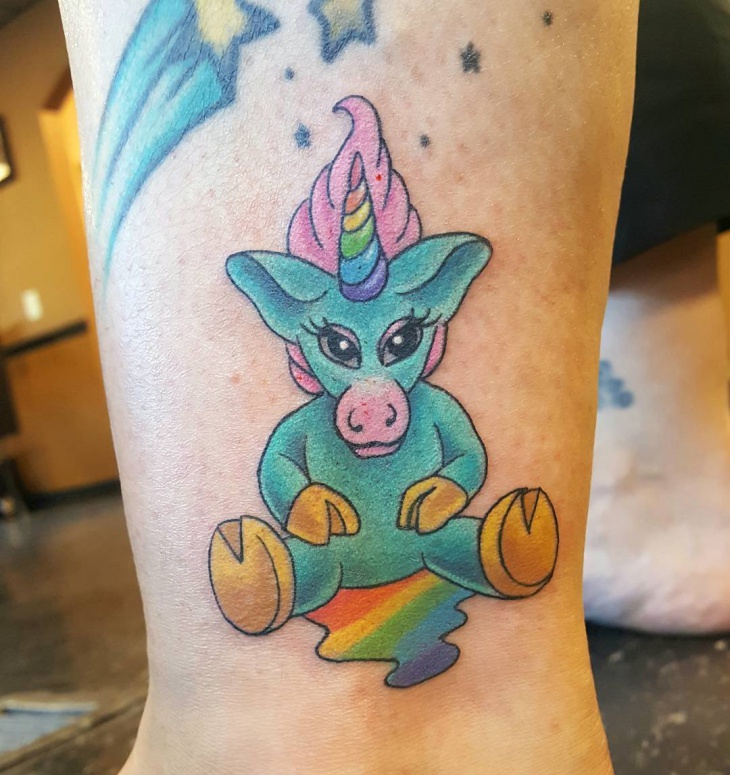 cute unicorn tattoo idea