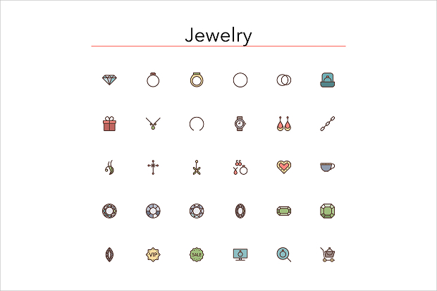 jewelry colored line icons