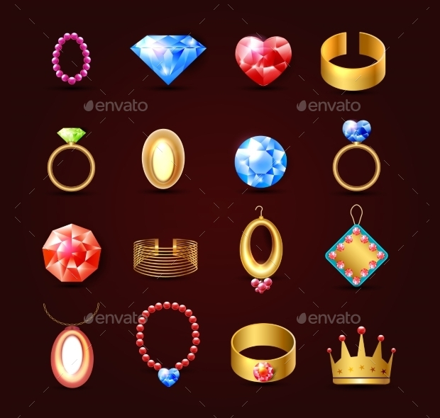 jewelry icon set