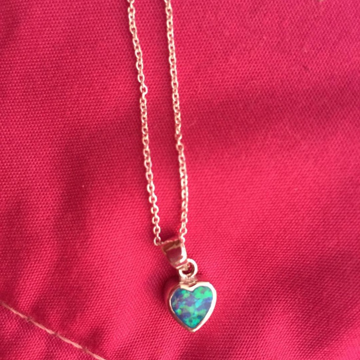 simple opal heart pendant necklace