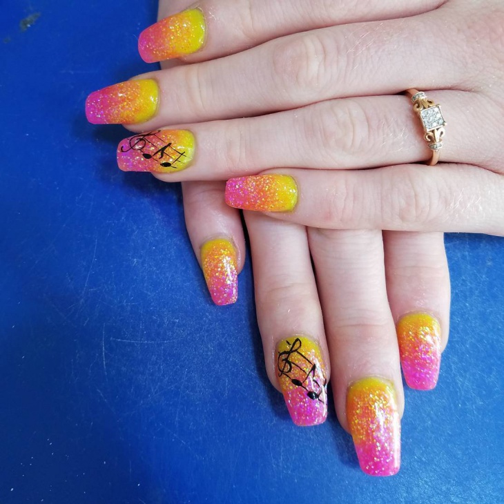 colorful solar glitter nails
