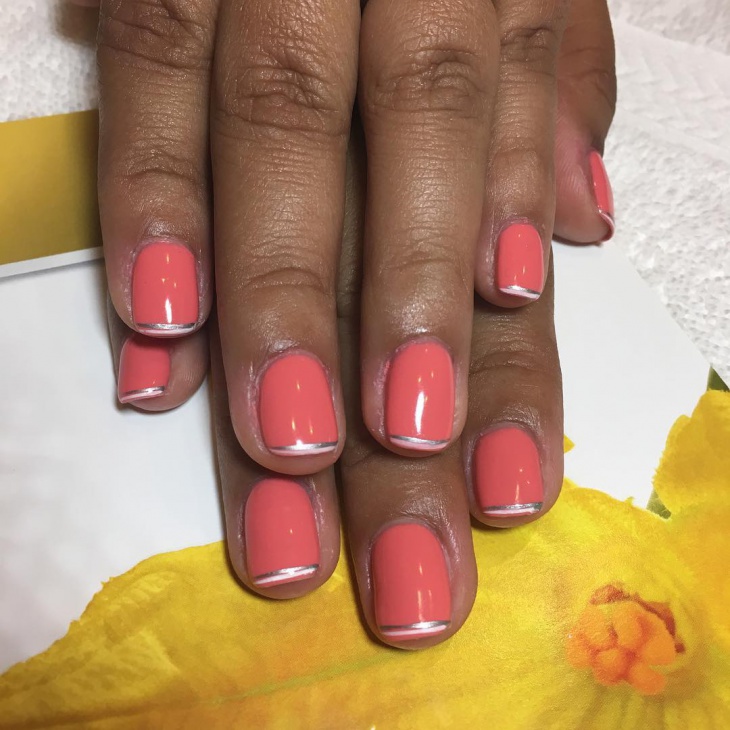 peach color solar nails
