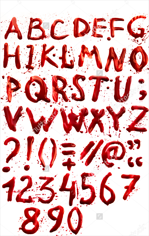 scary blood alphabet font1