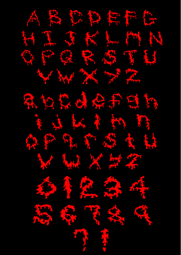 red scary font