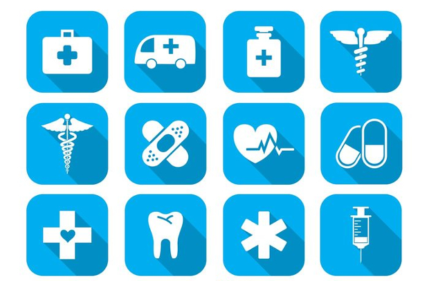 blue medical icon set