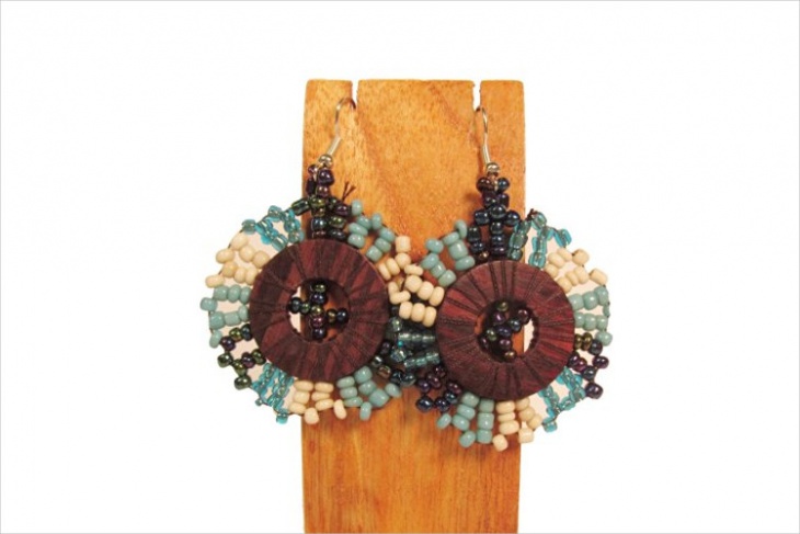 wood bead earrings