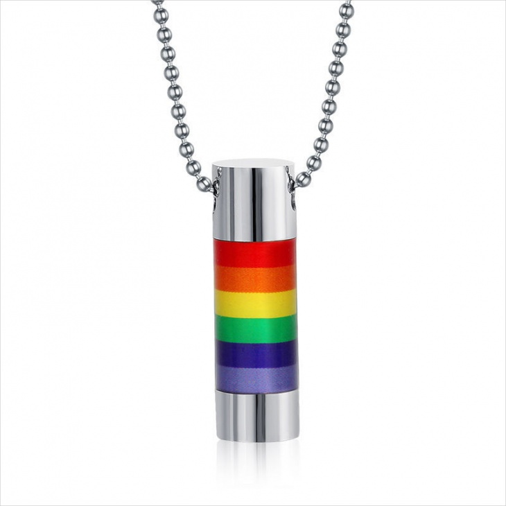 rainbow cylinder pendant necklace