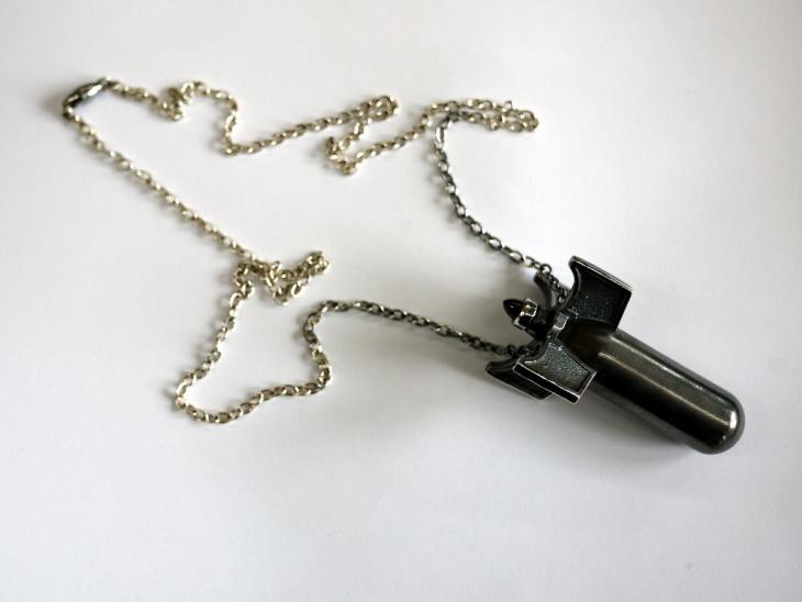 black cylinder pendant necklace