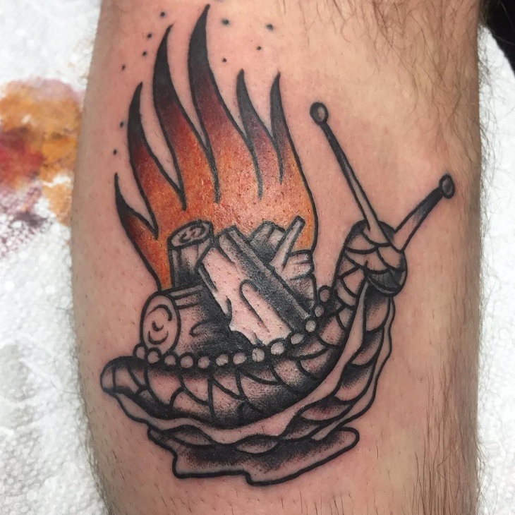 unique snail tattoo for men