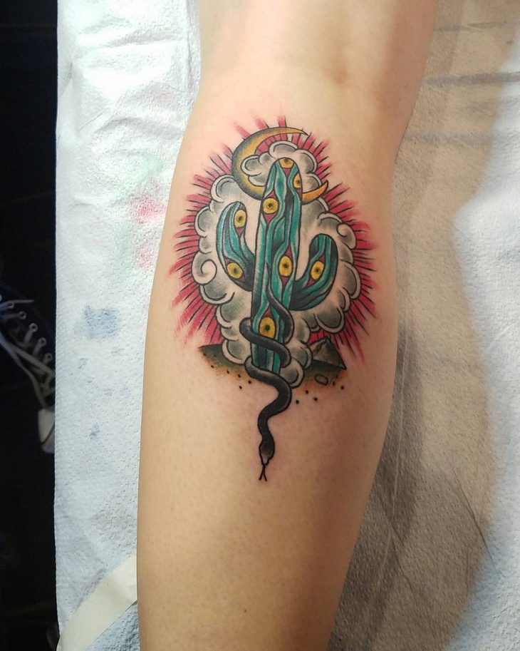 shining cactus tattoo