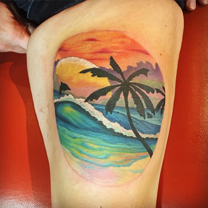 beach wave tattoo design
