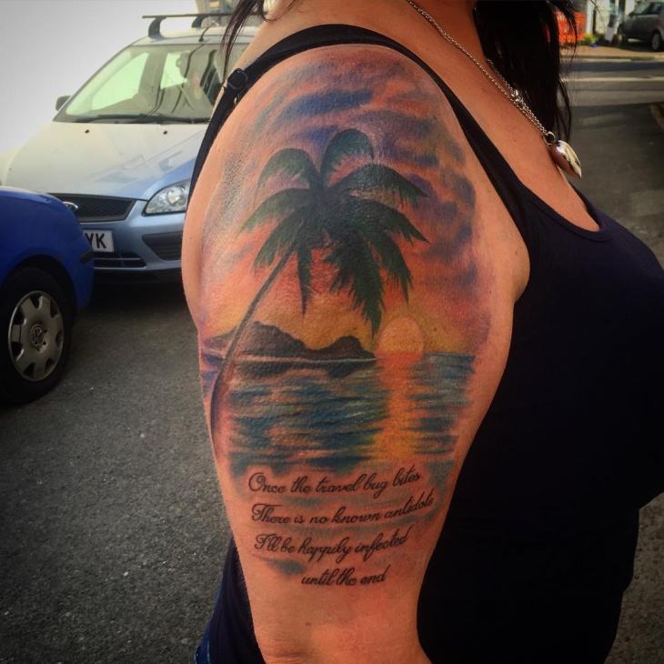 half sleeve beach tattoo for women