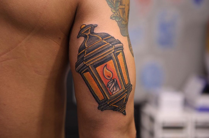 candle lamp tattoo