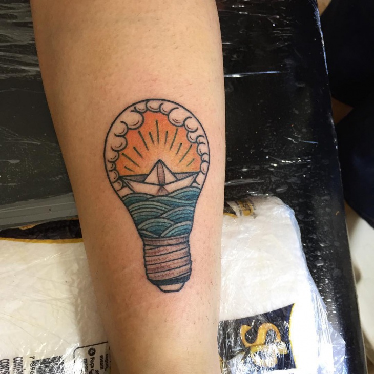 small lamp tattoo design