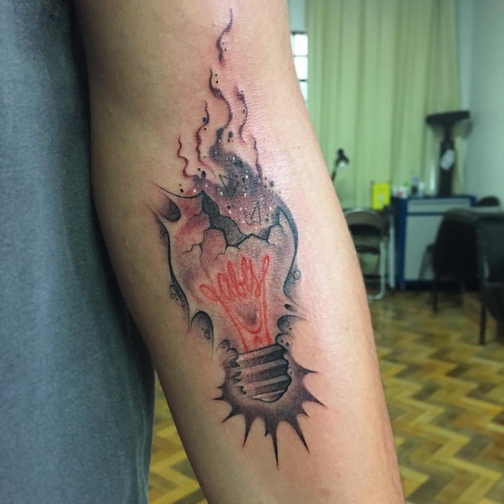 burn bulb lamp tattoo