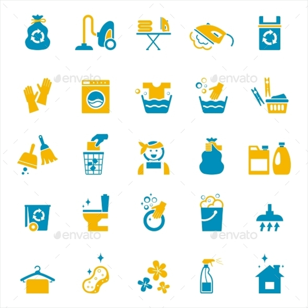 washing and cleaning icons
