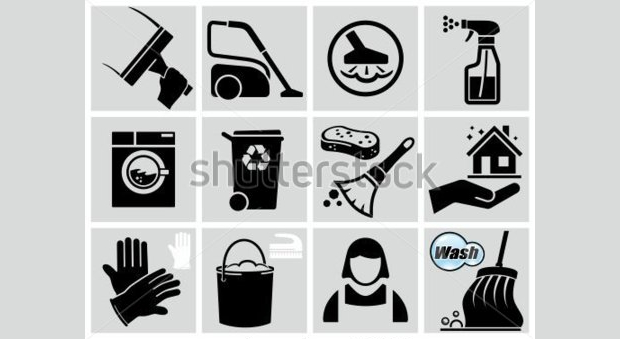 vector cleaning icon set