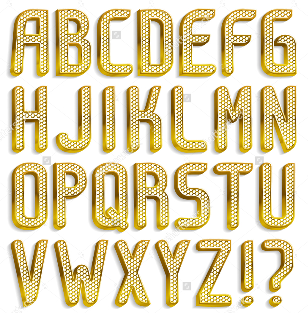 gold diamond alphabet font