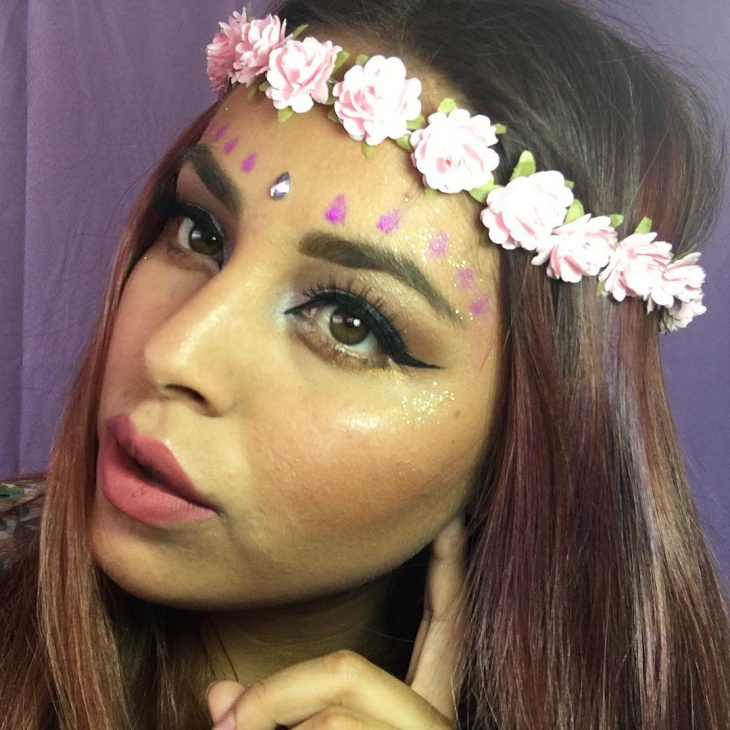 floral hippie makeup