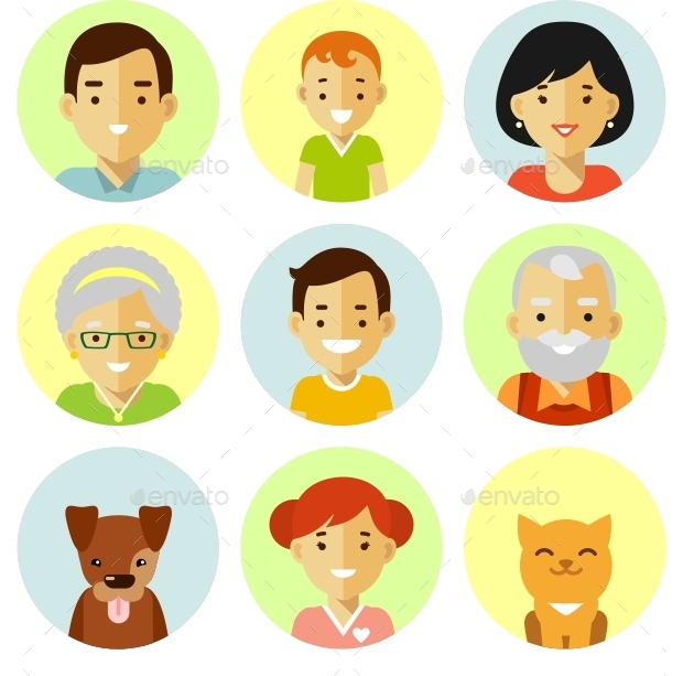 set of family avatars icons