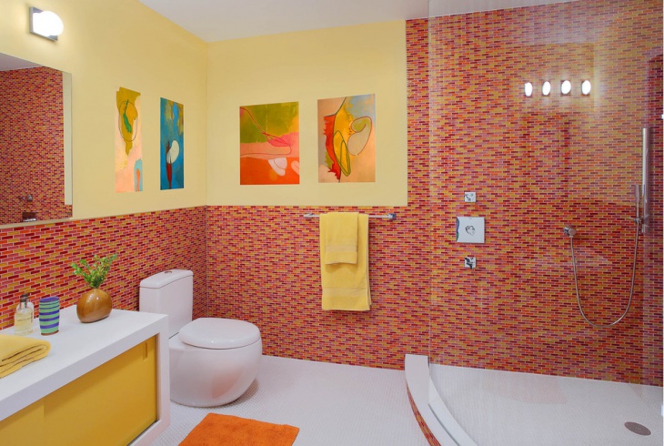 bathroom shower red ceramic wall tiles