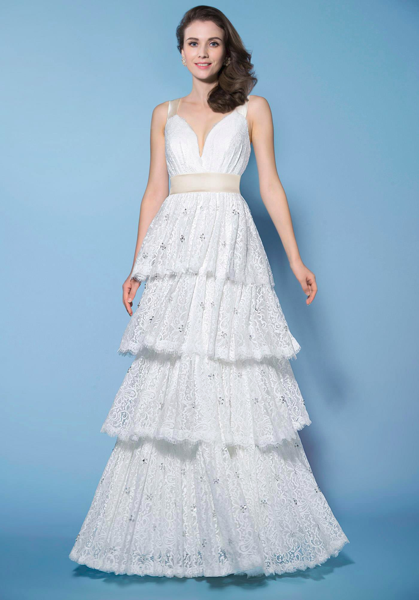white tiered dress