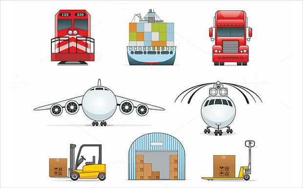 logistics and shipping icons set