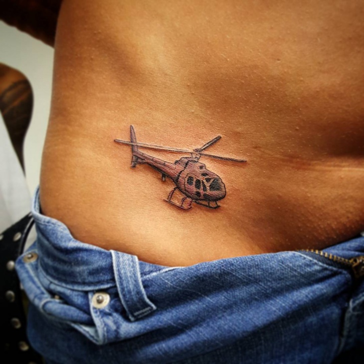 color helicopter tattoo design
