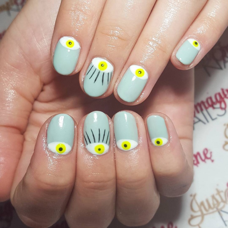 hand painted eye nails