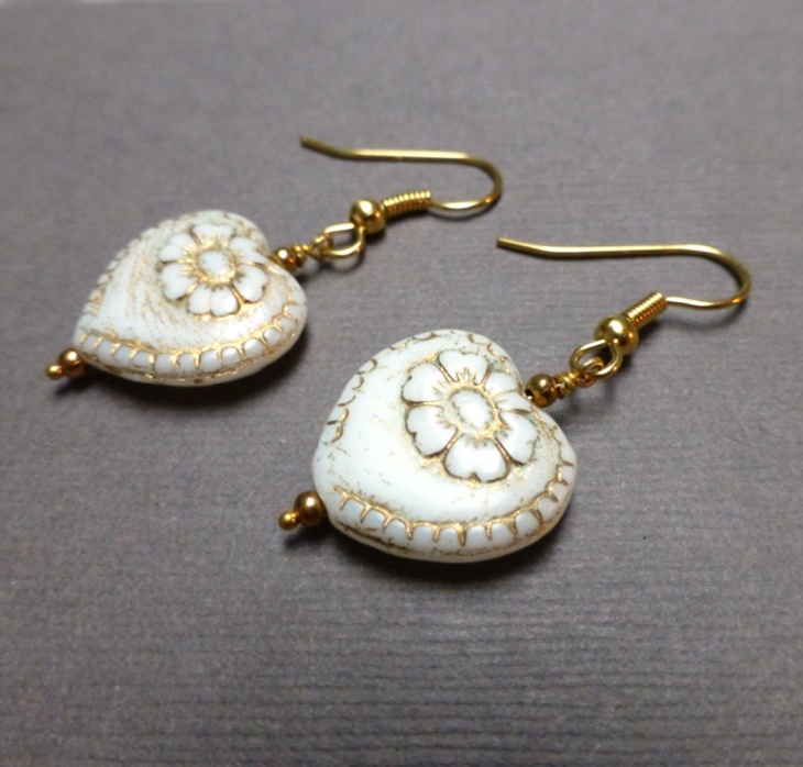 white gold heart earrings