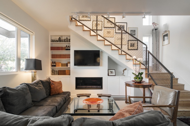 contemporary living room stair design