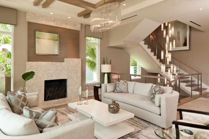 white living room stair design 