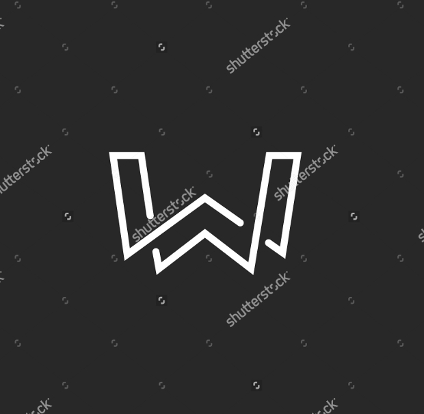monogram w letter logo black and white logo batman