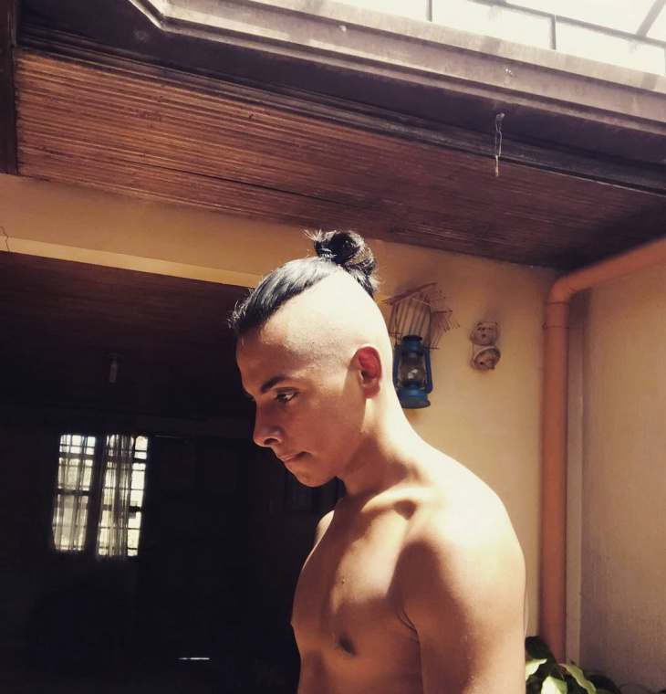 side shaved top knot hair