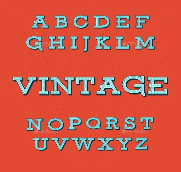 retro vintage alphabet font
