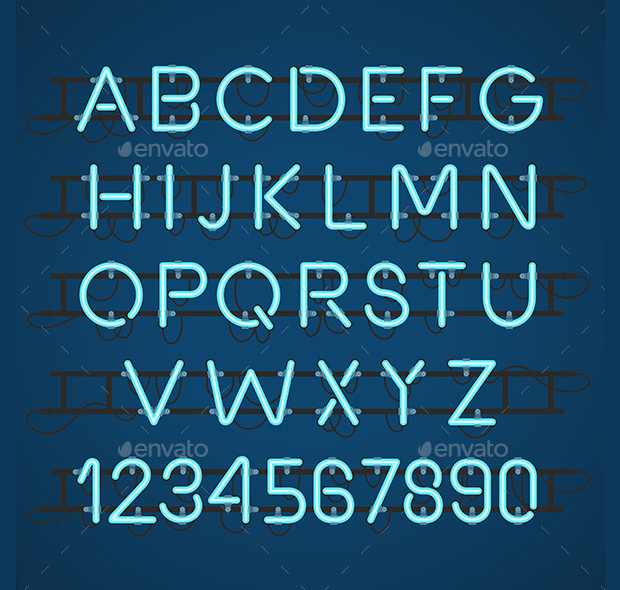 neon light alphabet font