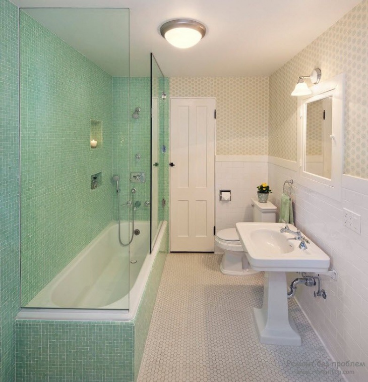 mosaic rectangular bathroom backsplash