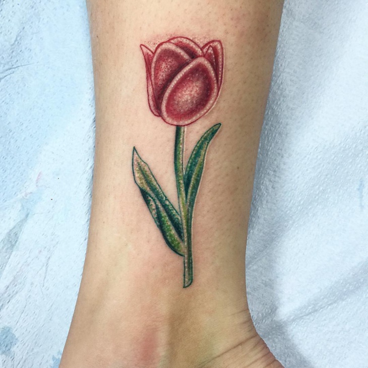 red tulip flower tattoo