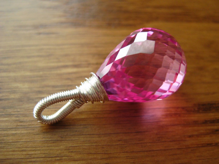 pink topaz drop pendant