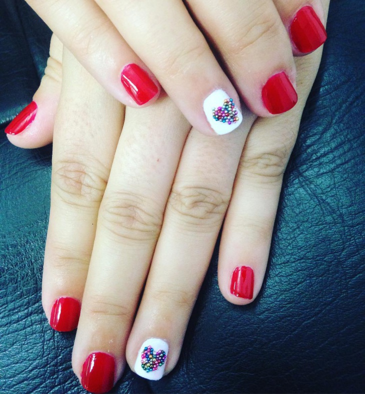 red and white nail design 