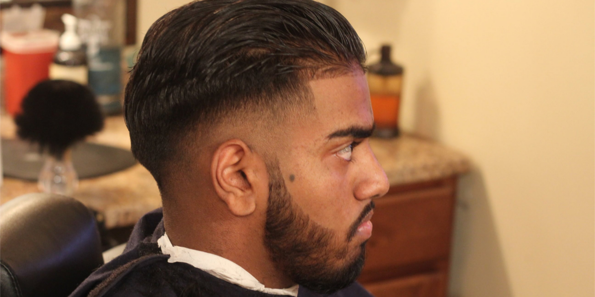 combed back low fade