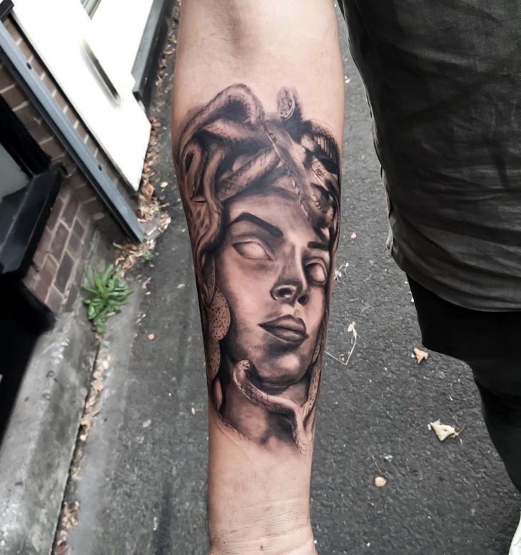 medusa tattoo on forearm