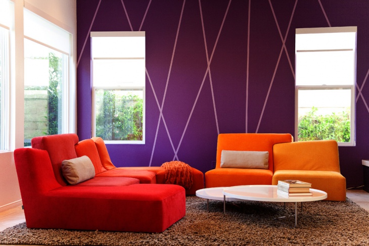 purple room living dark idea interior designs brown couch yellow